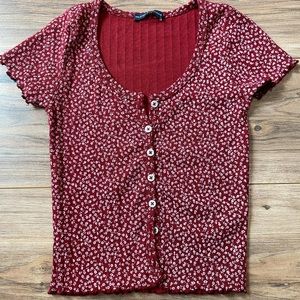 Brandy Melville/John Galt red with white flowers Zelly top